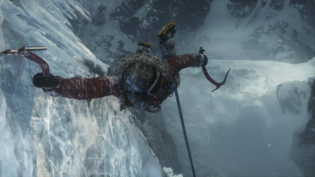 Zum Glück kann Lara sich in letzter Sekunde retten. (Screenshot: Golem.de)